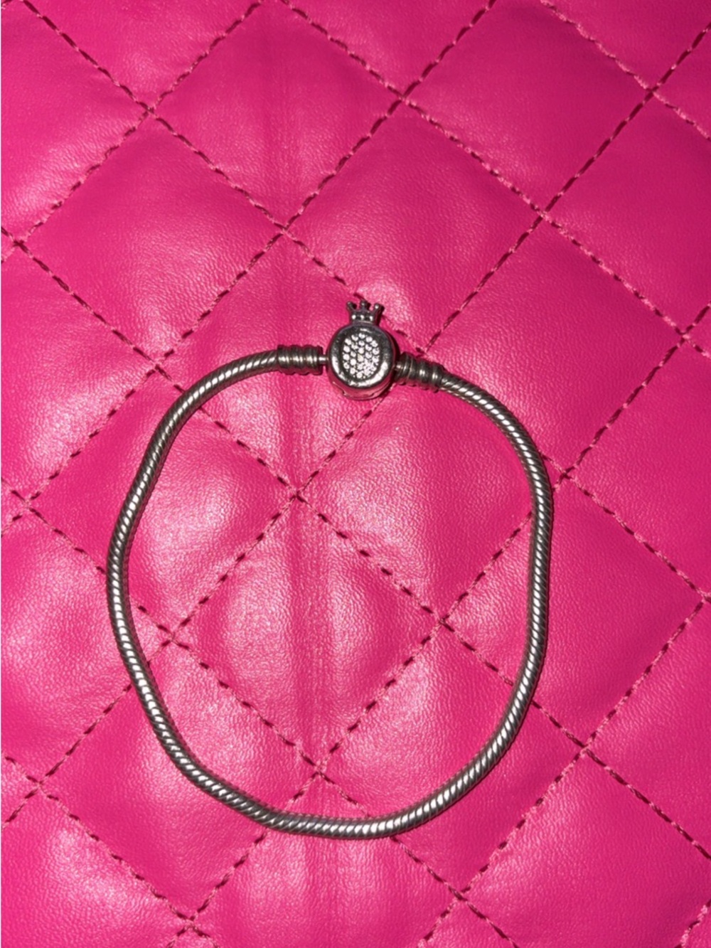 Pandora Sterling Silver Crown Charm Bracelet with Clear Pave
